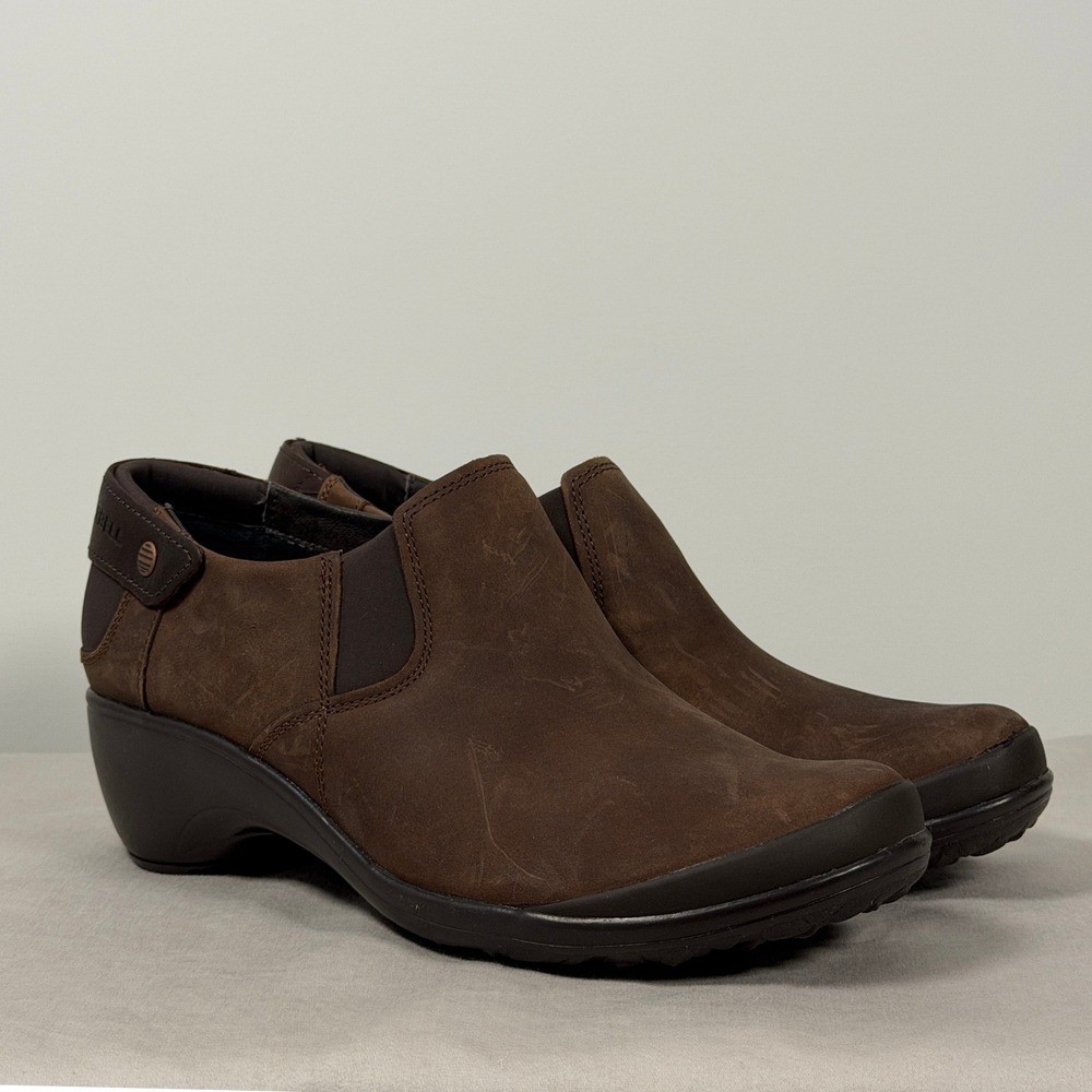 MERRELL Ankle Boot Womens 9.5 M Butter Rum Brown Wedge Veranda Leather J42496